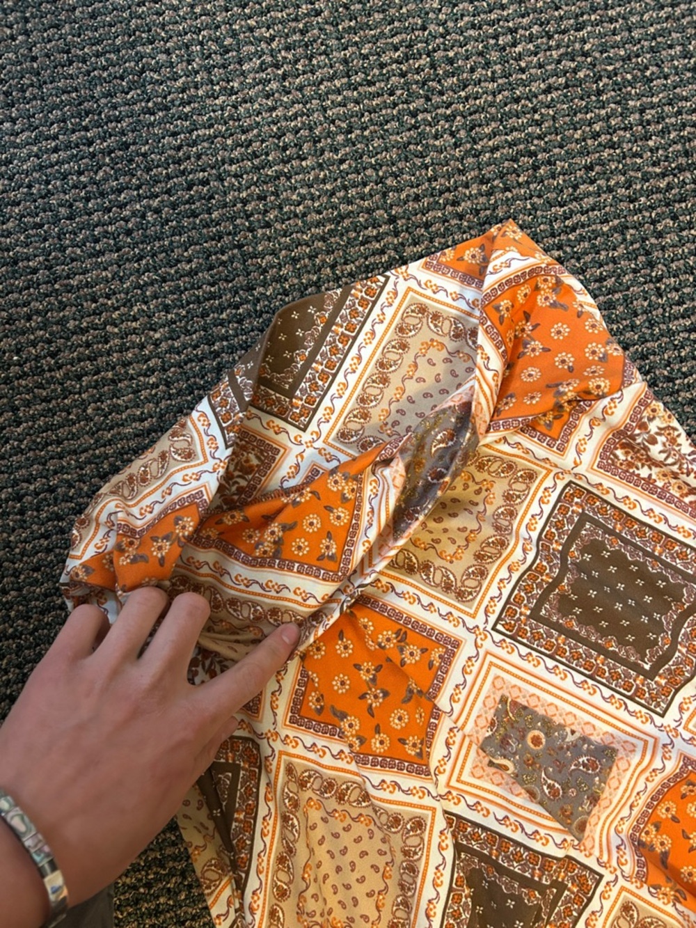 EARTHBOUND Orange and Brown Patchwork Maxi Skirt - Picture 5 of 6